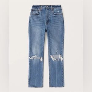 Abercrombie & Fitch Curve Love Ultra High Rise Ankle Straight Jeans